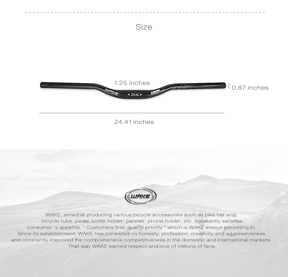 WAKE 31.8 x 620MM Aluminum Alloy Cycling MTB Mountain Bike Bicycle Handlebar Riser