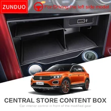 Carro Caixa de Armazenamento Central Para Volkswagen T-ROC ZUNDUO 2017 2018 2019 Console De Armazenamento Arrumação TROC T ROC