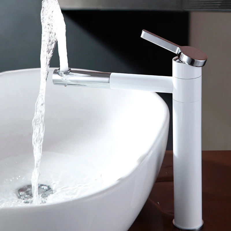 

All copper basin faucet hot and cold mixer water tap can rotate 360 degrees on spray white toilet lavatory basin faucet on stage