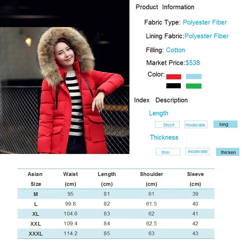 Winter jacket women female jacket Woman Coat womens down parka femme Slim Straight Thick Turtleneck Cotton Long Overcoat 1 (1)
