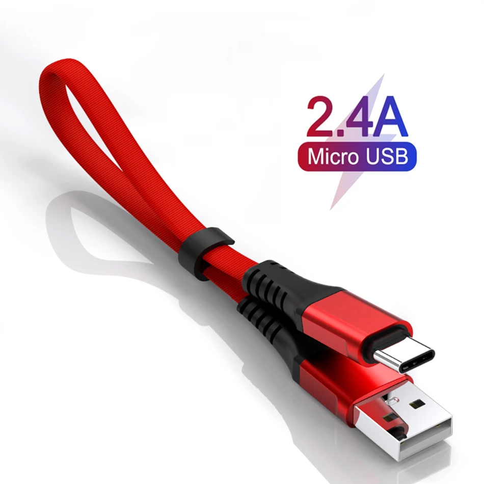 

30CM Portable Micro USB Cable Mobile phone Charger Type C USB Cable Fast Charging Data Sync Cord For iphone Huawei Android Phone