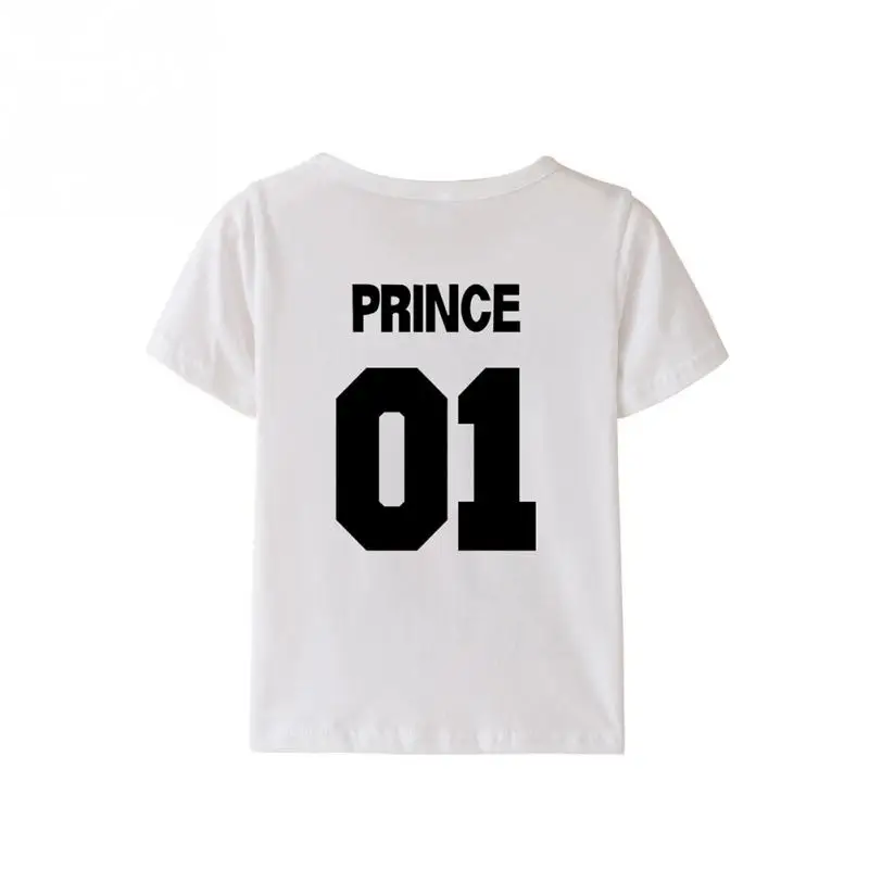 Одинаковая рубашка с круглым вырезом и принтом принцессы принца для маленьких мальчиков и девочек - Цвет: Prince