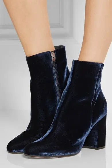 Botas de tacón alto de terciopelo azul real para mujer, botines de punta  redonda, de tacón grueso, a la moda, novedad de invierno|ankle boots for  women|high heels bootsboots fashion - AliExpress