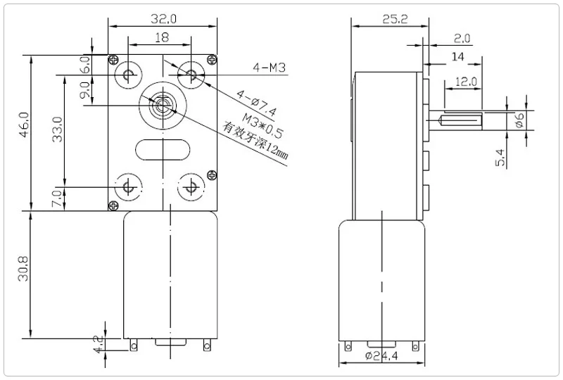 drawing of worm gear motor