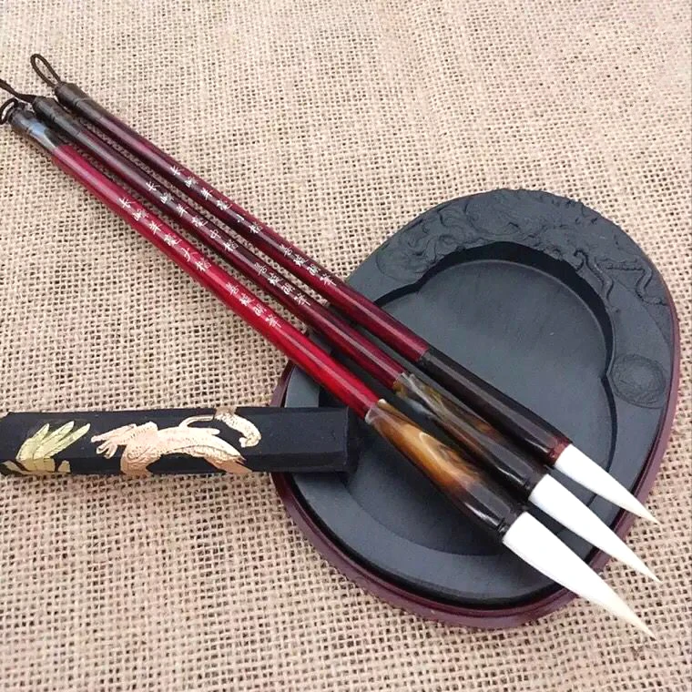 

Large Small Brush Calligraphy Painting Brush Weasel Woolen Calligraphy Pen Set Script Regular Writing for Students 3pcs/set