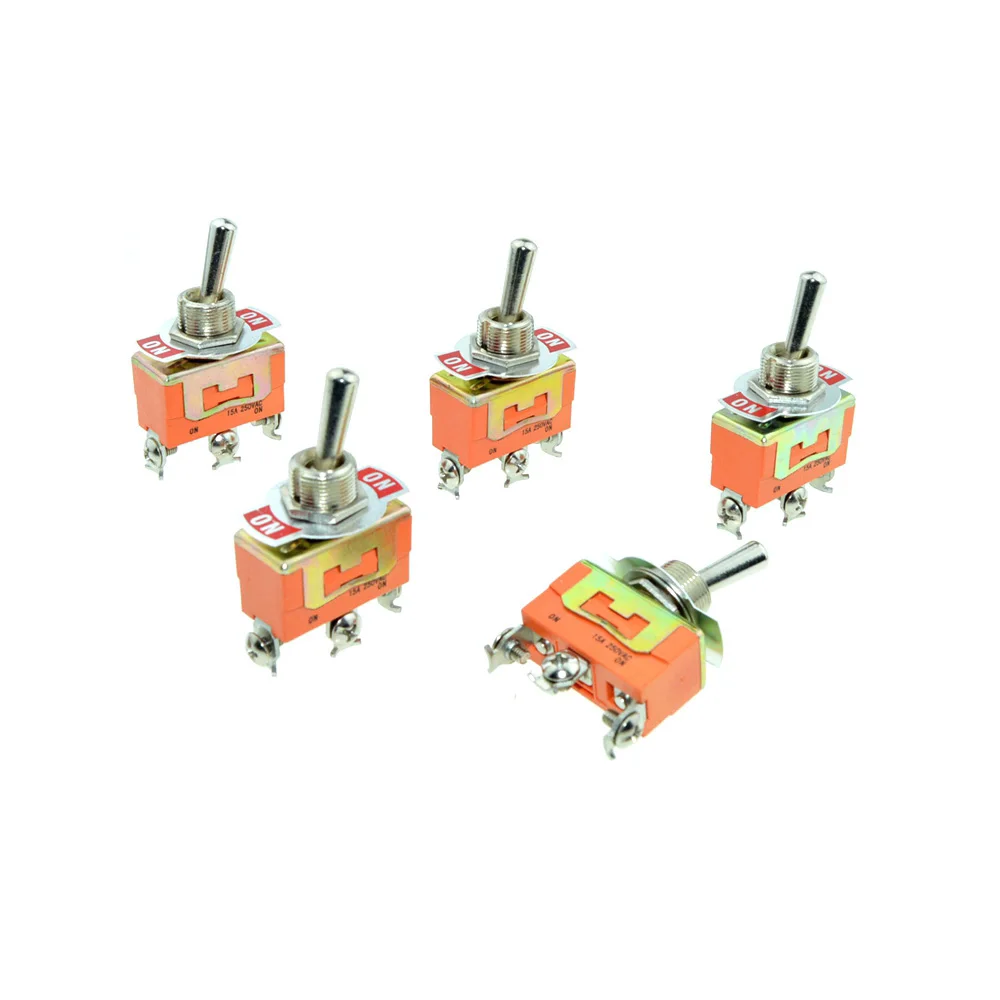 

15A 250VAC Locking 2 Positions ON-ON SPDT 3 Pins Screw Terminals 12mm Mounted Hole Wobble Lever Control Toggle Switch