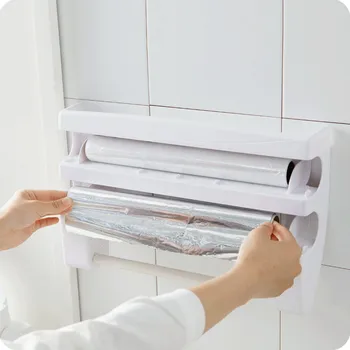 

Kitchen Organizer Cling Film Sauce Bottle Storage Rack Tin Foil Paper Towel Holder Kitchen Shelf Plastic Wrap Cutting Tools