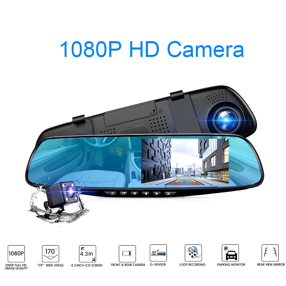 Автомобильный видеорегистратор TAVIN 4 3 дюйма 1080 P Автомобильная камера заднего