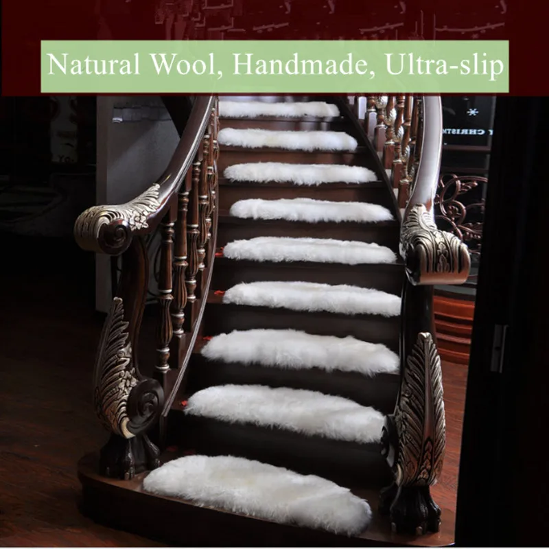 

1 Piece Stairs Mat Plush Stair Carpet Step Basic Non-Slip Rubber Backing Skid-Resistant Wool Mat Tapis Salon Home Floor Mat