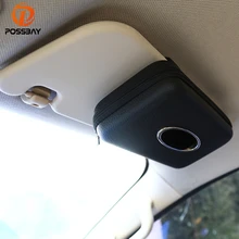 POSSBAY Car Sun Visor Tissue Box Napkin Holder Cover Beige/Black/Brown Car Storage Box Microfiber Leather Interior Organziner