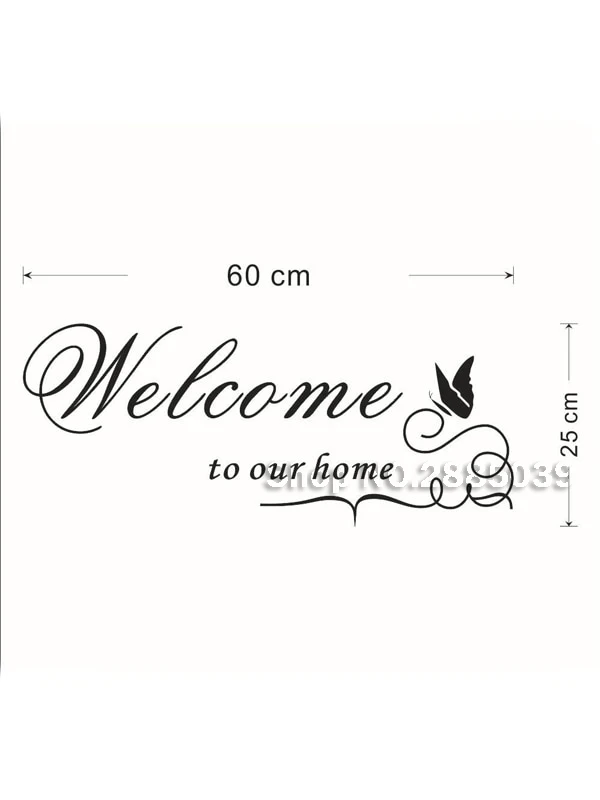 Fancy Calligraphy Welcome To Our Home Butterfly Wall Sticker Decal Livingroom Door Window Glass Art Decal Home Decor Vinyl Lc672 Wall Stickers Aliexpress