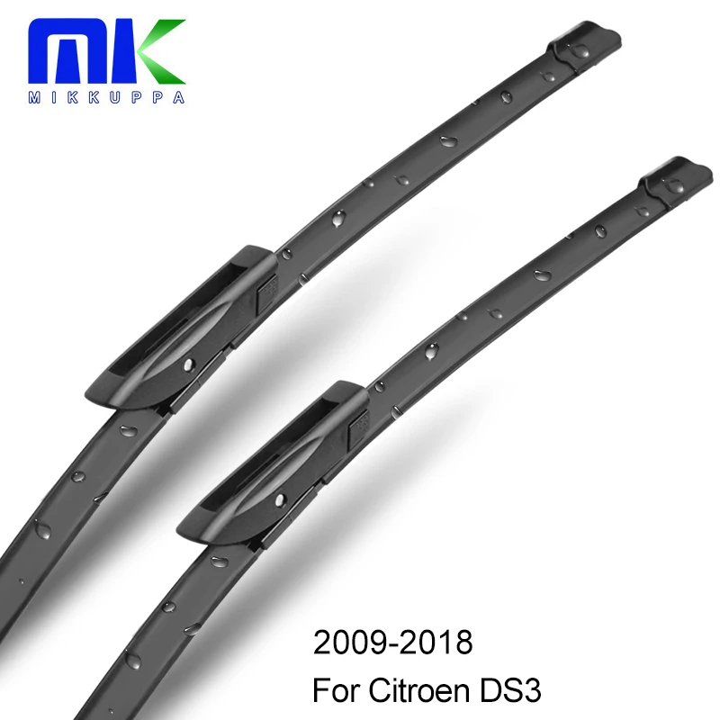 MIKKUPPA Citroen DS3 용 전면 및 후면 와이퍼 블레이드 2009 2010 2011 2012 2013 2014 2015 2016 2017 2018
