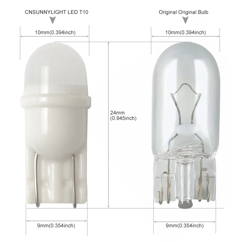 CNSUNNYLIGHT Newest Ceramic Base T10 W5W LED 3030 Car Interior Light Marker Lamp 12V 194 501 Wedge Parking Dome Bulb White 5500K (4)