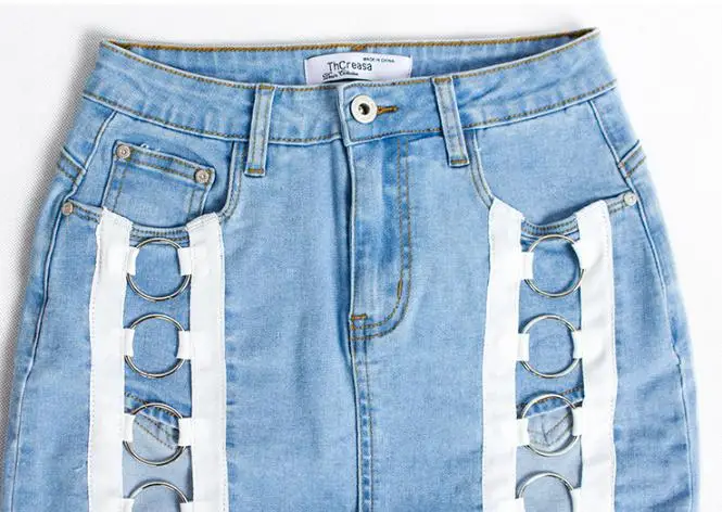 2019 S/3XL новые женские Эластичные, высокая посадка разделение юбки для женщин деним заклепки открытие пикантные узкие джинсы юбка Saias K993
