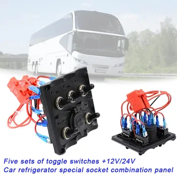 

Hot 5 Gang Toggle Switch Panel with 12V/24V Outlet for Car Refrigerator Ships Vehicle JLD