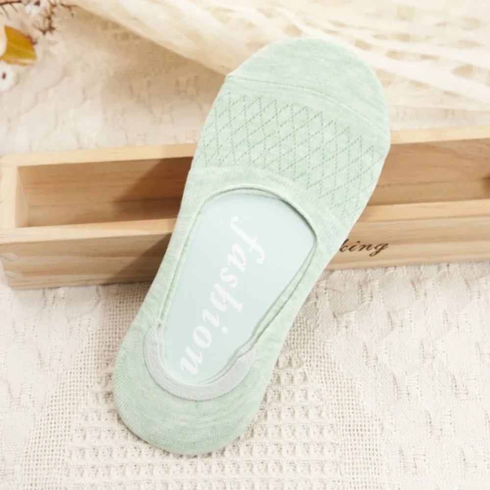 light green 1 пара невидимых носков для ухода за ногами с открытым носком до середины лодыжки, женские ультратонкие модные хлопковые дышащие летние носки-башмачки - Цвет: light green