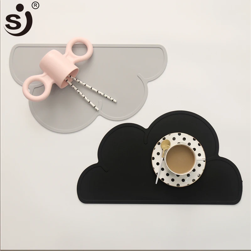Cute Silicone Placemat FDA Bar Mat Baby Kids Cloud Shaped Plate Mat Table Mat BPA Free Waterproof Set Home Kitchen Pads 47x27cm