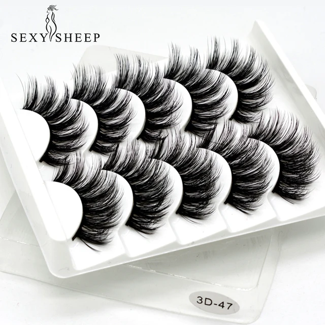 SEXYSHEEP 5Pairs 3D Mink Lashes False Eyelashes Natural/Thick Long Eye Lashes Wispy Makeup Beauty Extension Tools 1