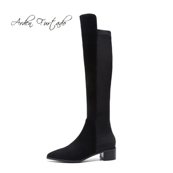 

Arden Furtado 2018 autumn winter Stretch boots knee high boots big size women's shoes ladies slip on fashion ladies pointed toe
