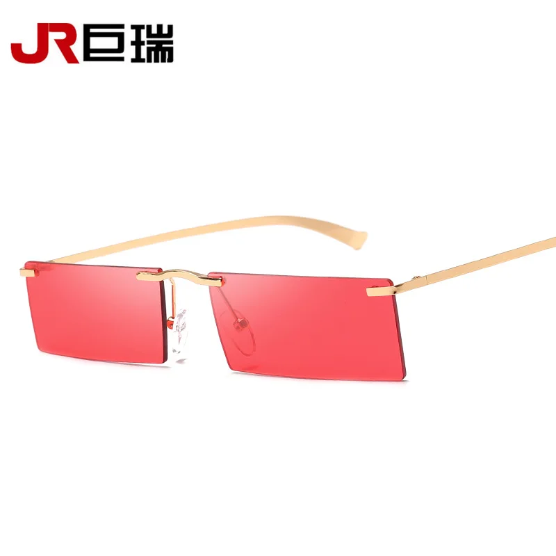 Женские солнцезащитные очки, трендовые товары, модные маленькие прямоугольные солнцезащитные очки без оправы, женские солнцезащитные очки розового золота oculos de sol feminino - Цвет линз: red