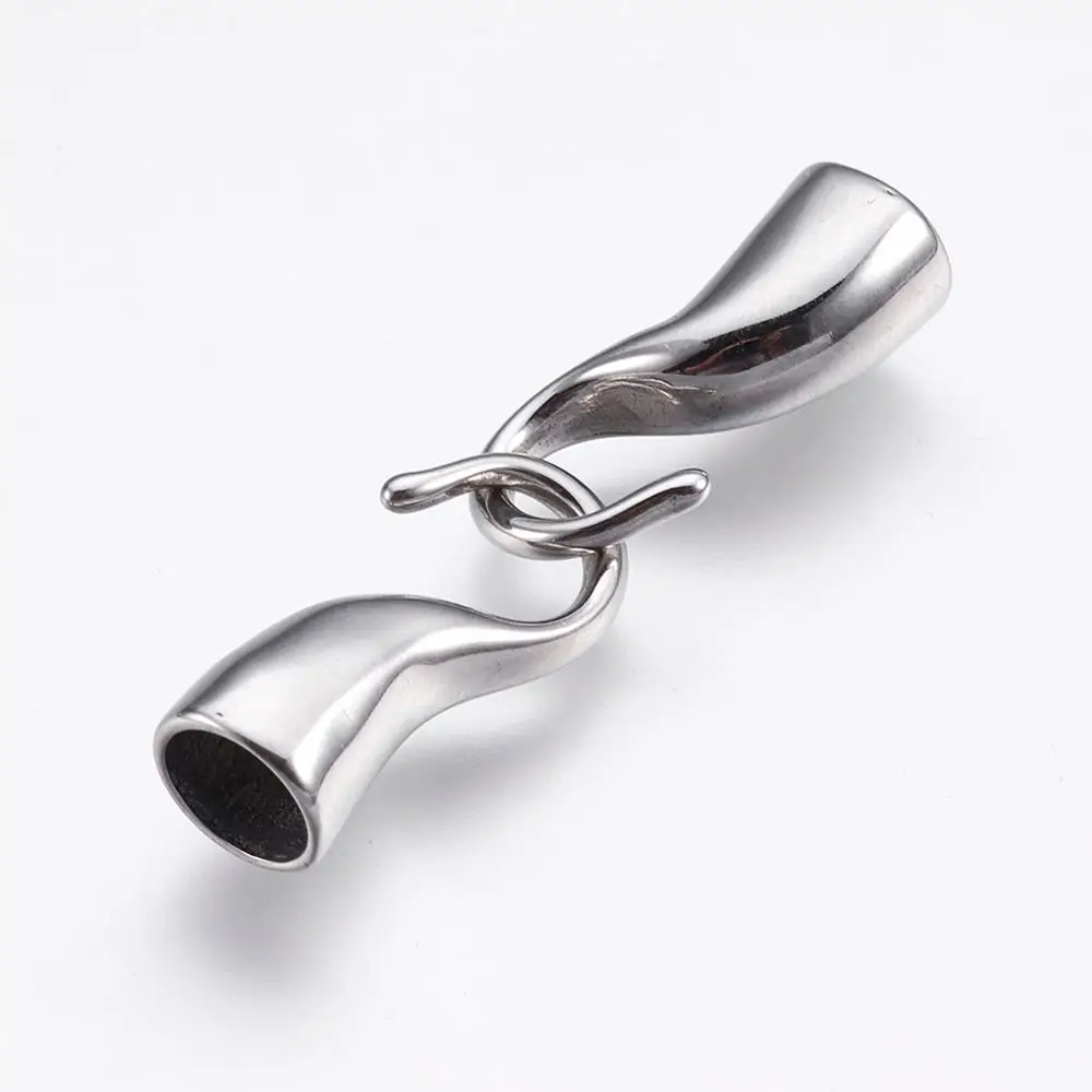 

2 4 6mm 304 Stainless Steel Hook Clasps Leather Thread Clasp for Bracelet Jewelry Making Findings Stainless Steel Color