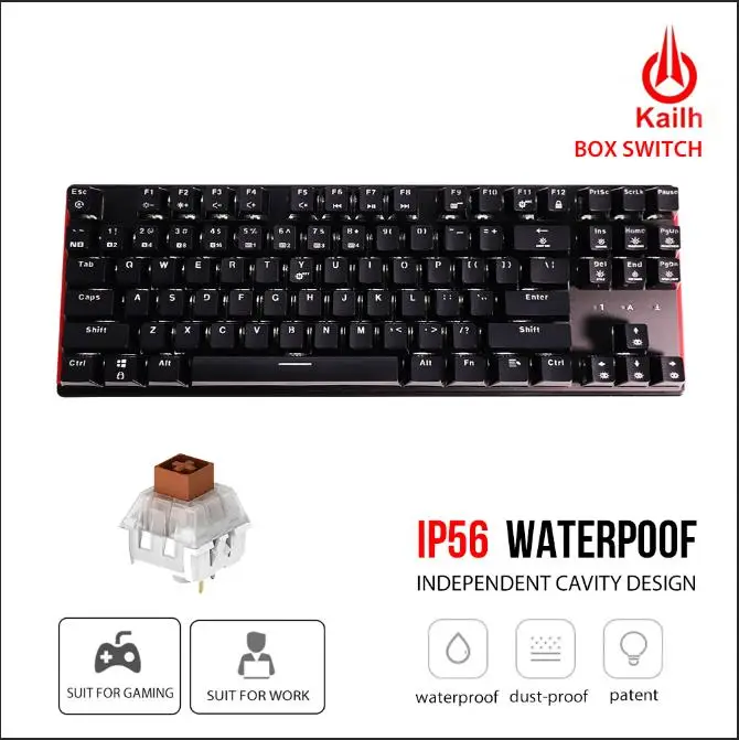 Brown Switch-White HEXGEARS GK707 87 Клавиатура белый синий водонепроницаемый Kailh коробка переключатель игровая клавиатура Горячая замена переключатель Механическая игровая клавиатура - Цвет: Brown Switch-White
