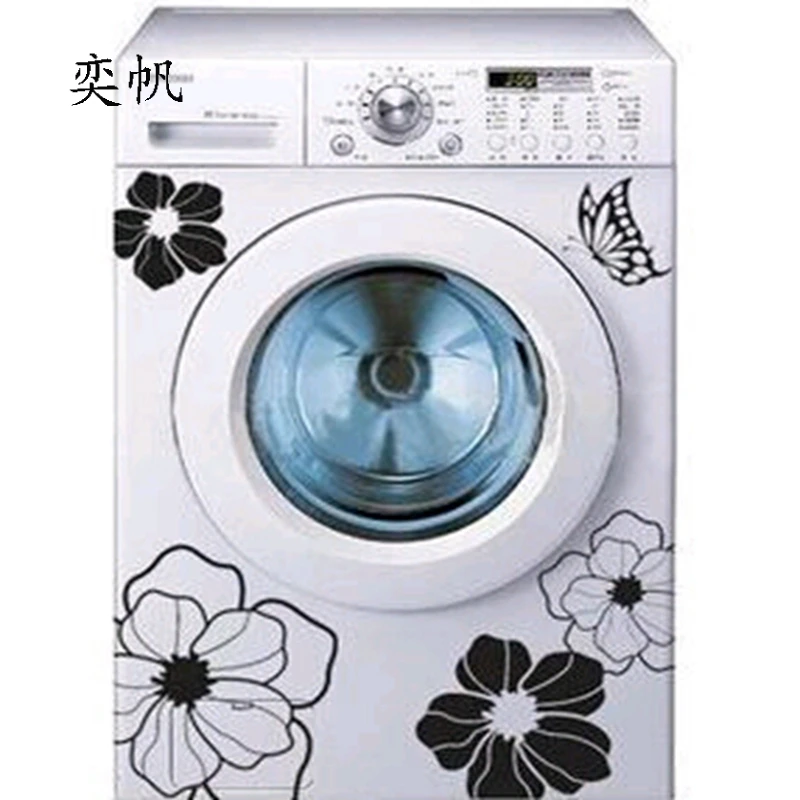 

High Quality Household Washing Machine Refrigerator Stickers Flowers Butterflies Wall Stickers Home Decor For Kitchen Bathroom