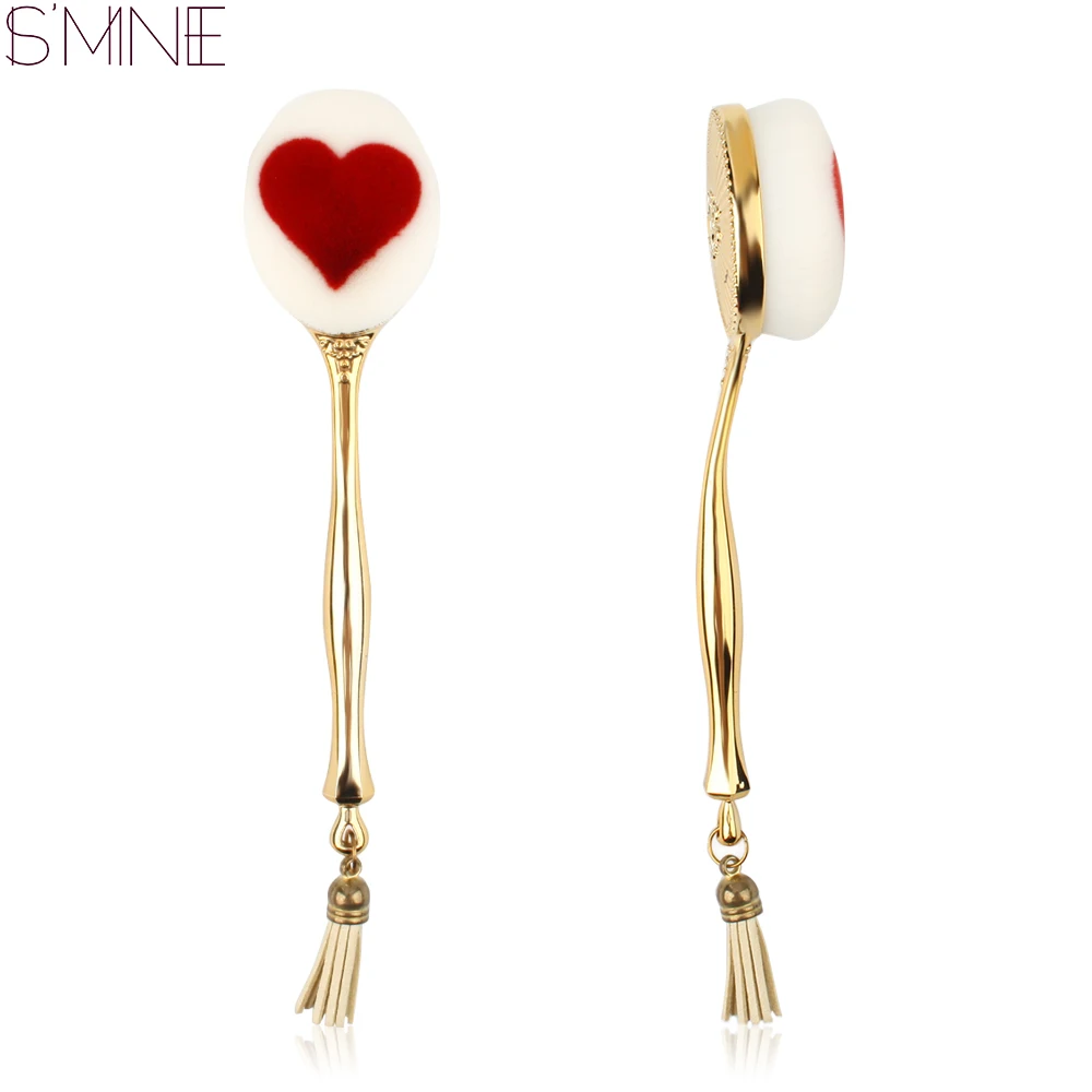 ISMINE Heart Shape Makeup Brush Gold Handle Cleaner Face Concealer Powder Foundation with Tassel Women Beauty | Красота и здоровье