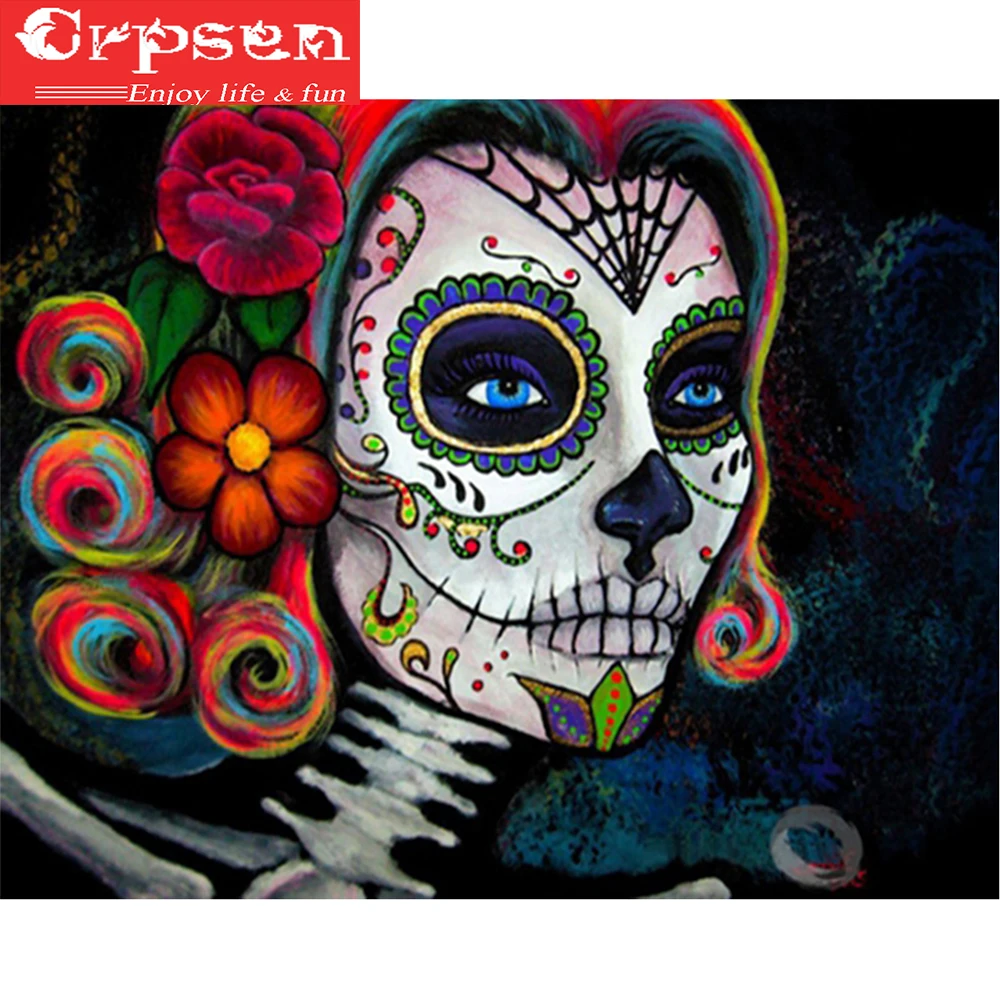 Diamond Painting Beautiful Skull,Diamond Mosaic Skull,5D DIY Embroidery