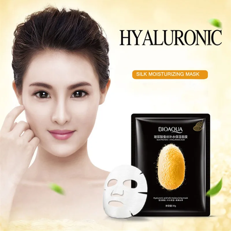 BIOAQUA Silk Protein Essence Facial Mask Hyaluronic Acid Moisturizing Face Mask Anti-Aging Deep Replenishment Smooth Skin Care 4