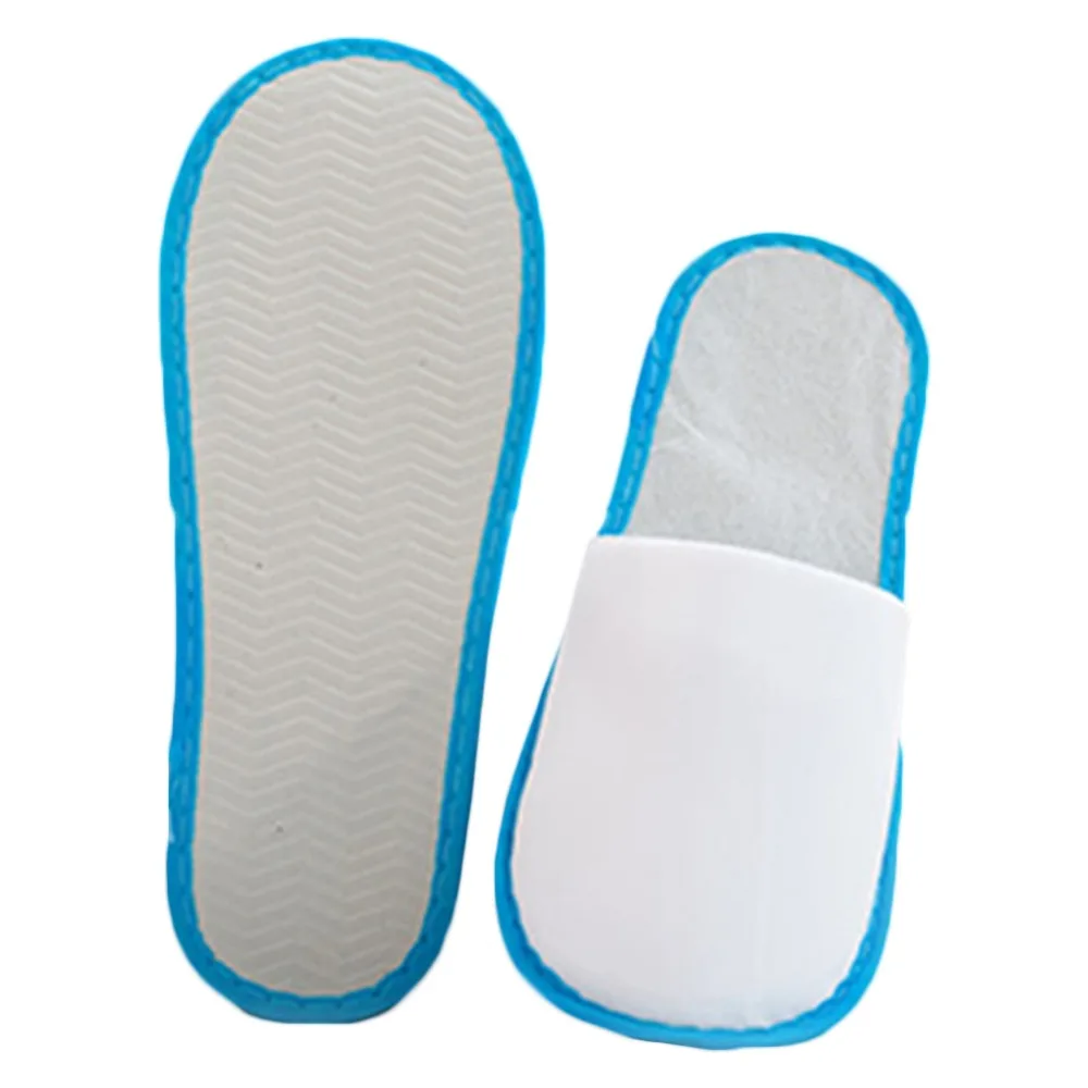 

New Practical A Pair Of Simple Men And Women Winter Warm Disposable Anti-Slip Home Slippers Hotel Slippers Solid Blue #291595
