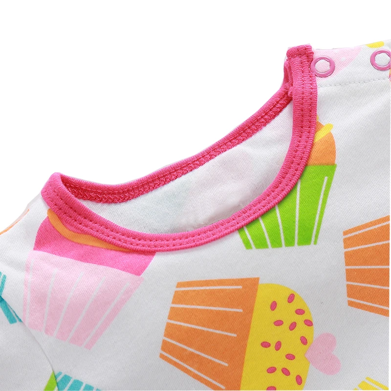  3 Pcs Baby Girl Clothes Set Summer Roupa Infantil Cotton Ice-cream Printed Baby Clothing Set Baby Romper+Baby Pants+Baby bibs (2)