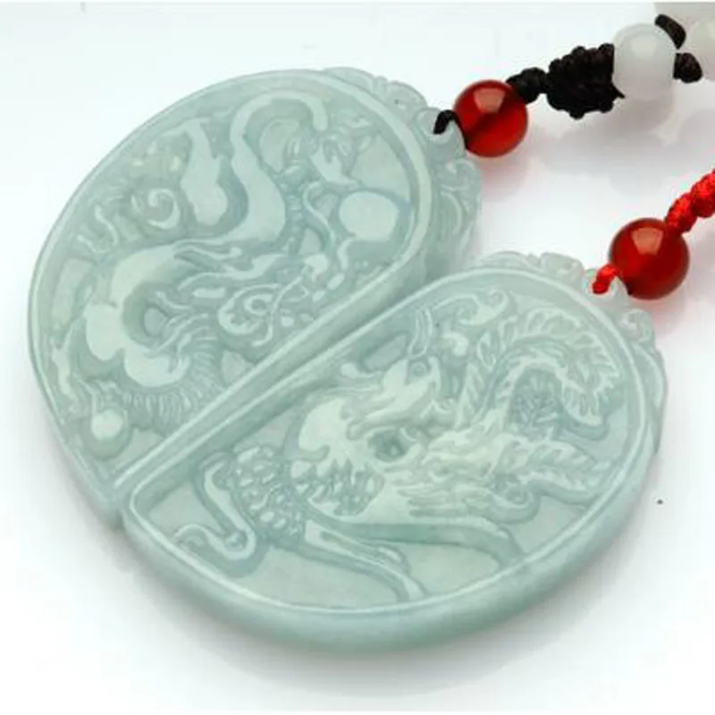 

Fine Jewelry yu Pendant Handmade Carved Chinese Dragon Phoenix Lovers' Pendants Amulet Jewelry+Rope/