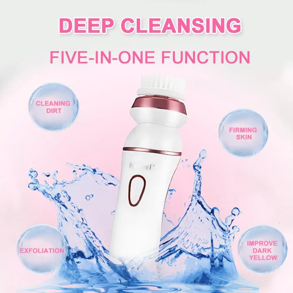 

5in1 Set Brush Face Waterproof Body Brush Electric Women Cleansing Face Cleaning Apparatus Charging Washer Instrument