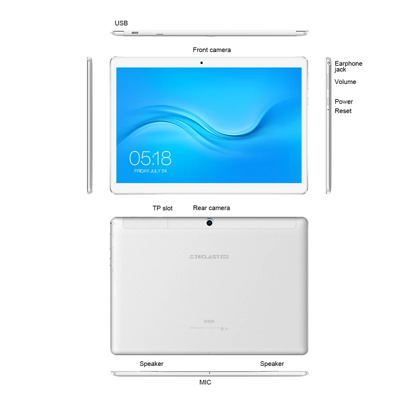 Teclast A10H четырехъядерный планшетный ПК MTK 8163 2 Гб ОЗУ 16 ПЗУ 10 1 дюйма 1280*800 IPS Android 7 0 GPS