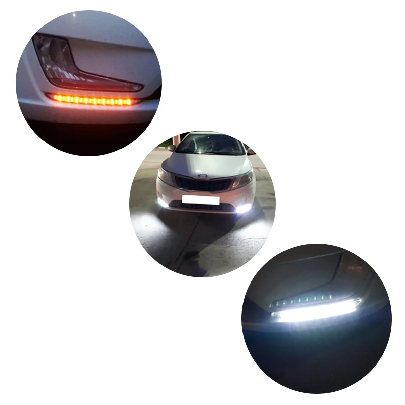  2Pcs/Pair SUNKIA LED Daytime Running Light For KIA K2 New RIO DRL With Dimmed Function & Turning Si - 32620933115