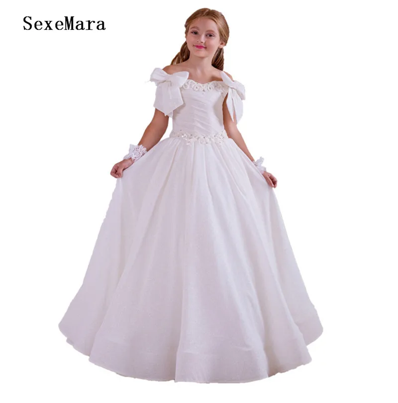 

White First Communion Dresses for Girls Vestidos Primera Comunion Kids Pageant Gowns Flower Girl Dresses for Wedding