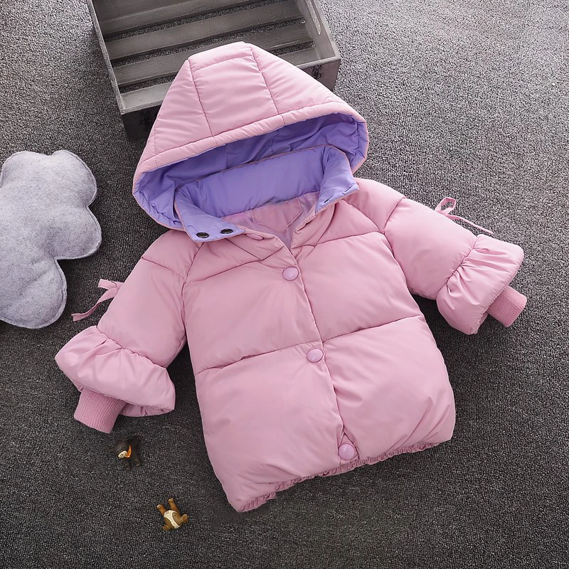 

Kids girls winter cotton padded baby girl cartoon Lipstick mouth thick cotton padded jacket Bow bell sleeve clothing