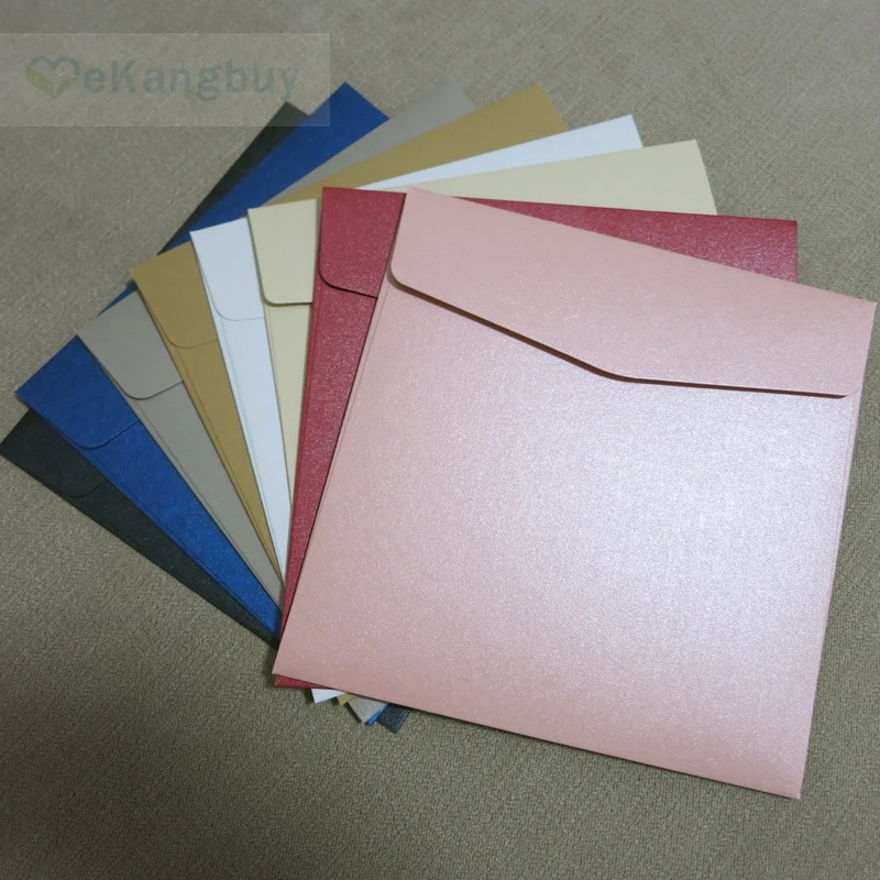 

25pcs 165x165mm 250gsm Thicken Pearl Color Paper Invitation Cards Gift Envelopes