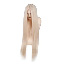 Jingfa Лидер продаж 150% плотность шелковистые прямые синтетические Синтетические волосы на кружеве парик блондинка термостойкие парики с естественной частью