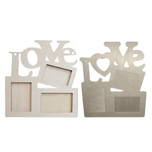 Colgando AMOR Marco de Fotos De Madera Foto Rahmen Arte Base Blanca DIY Decoración Del Hogar De Madera Marco Álbum De Fotos de La Familia Sala de estar decoraciones