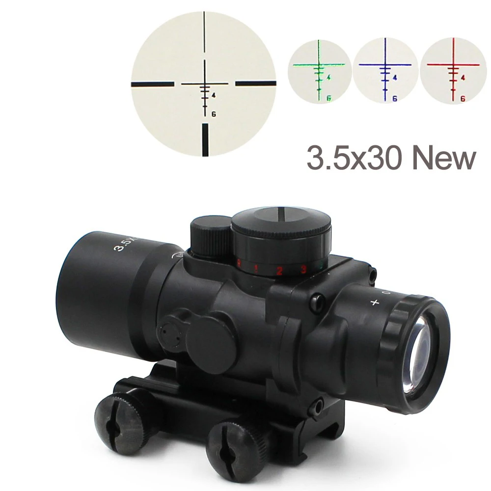 

Free Shipping Tactical 3.5X30 RGB laser sight dot red Tri-Illuminated Combo Compact Scope Fiber Optics Green Sight