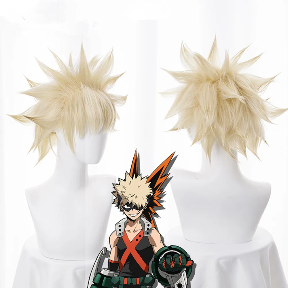 Карнавальный костюм Bakugou Katsuki Bakugo короткий льняной блонд термостойкий|Костюмы