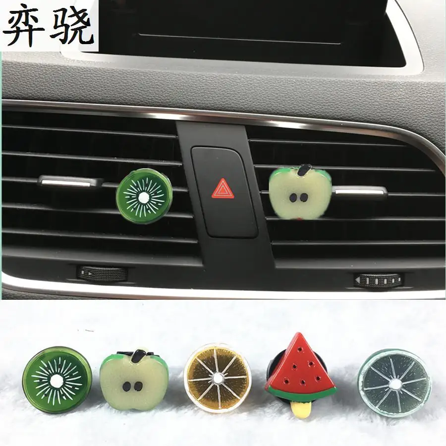 

Exquisite plastic colour Fruit car accessories styling Beautiful lemon car perfume clip Air refreshing agent for air conditioner