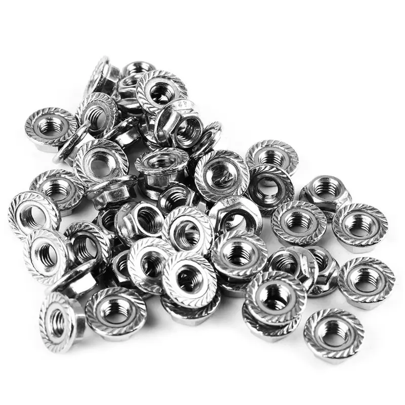 

50PCS M3/M4/M5 Stainless Steel Flanged Serrated Hex Nuts Antiskid Lock Nut Bolts Screw Cap with Serration for 3D Printer Parts