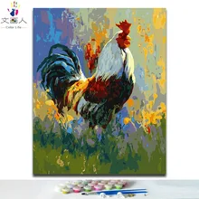 Big cock Diy coloring paints by numbers with kits Chicken pictures paintings drawings by numbers 40x50 framed for adults kids