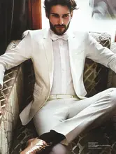 New Arrival White Groom Tuxedos Slim Fit Blazer 2 Pieces Mens Wedding Prom Party Suits Best Man Groomsman Suit blazer masculino