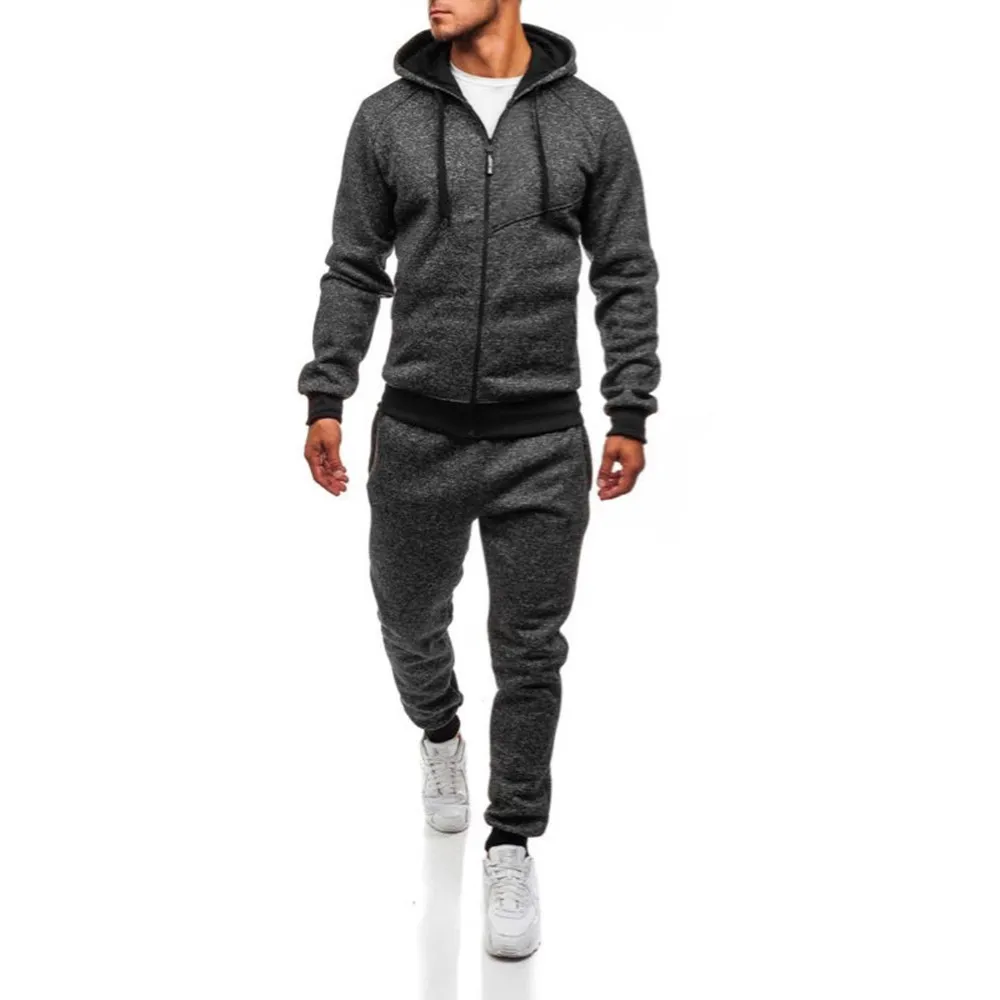 

Men's Autumn Winter Patchwork 2 Pieces/Set Of Men's Long-sleeved Hooded Sweatshirt Top Pants Sets Sports Suit New Tracksuit