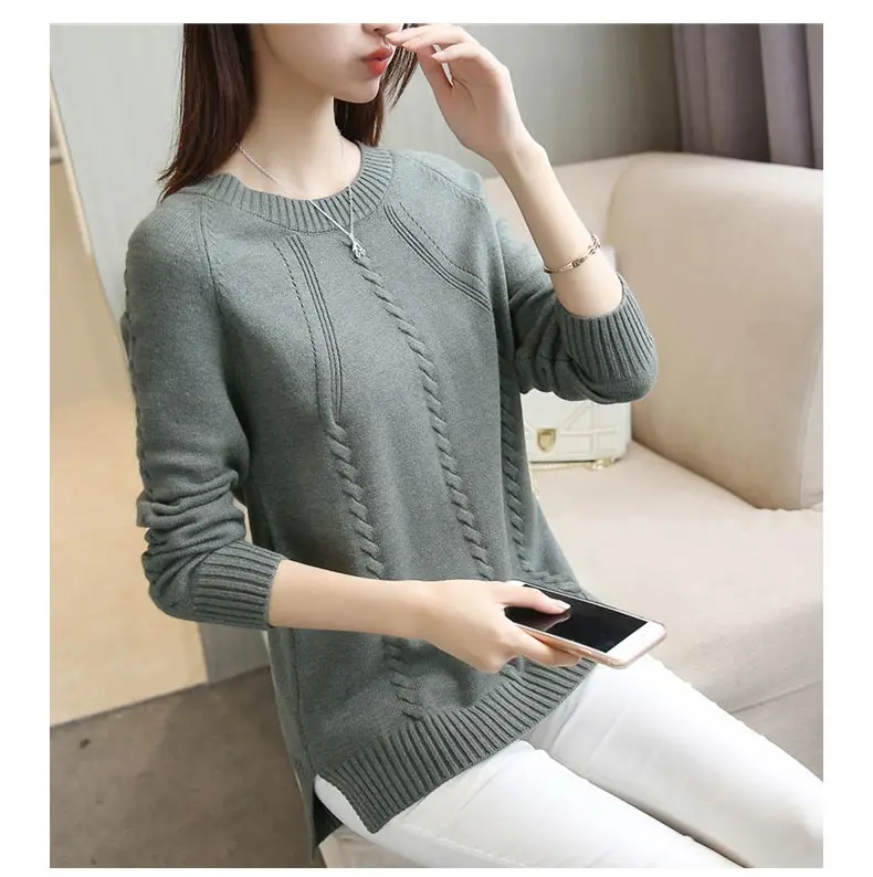

2018 Autumn Women Sweater Outerwear New Style Fashion O-neck Pullover Winter Casual Solid Female Sweater NS3990
