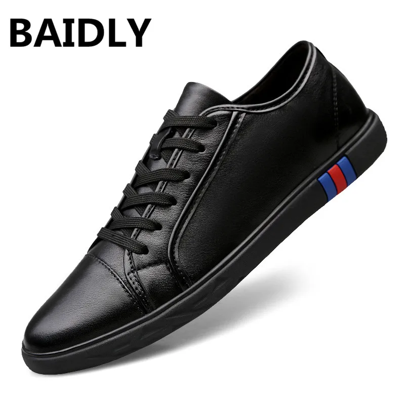 Rendas Preto Genuíno Apartamentos masculino Tênis Sapato Couro Branco Mens branco Mocassins Sapatos Novos Casuais De Baidly Homens Preto Até XBv7qn